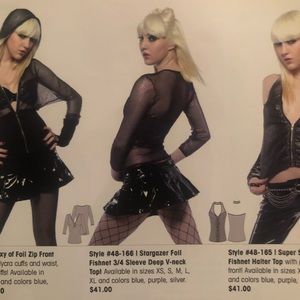 lip service stargazer purple foil fishnet top